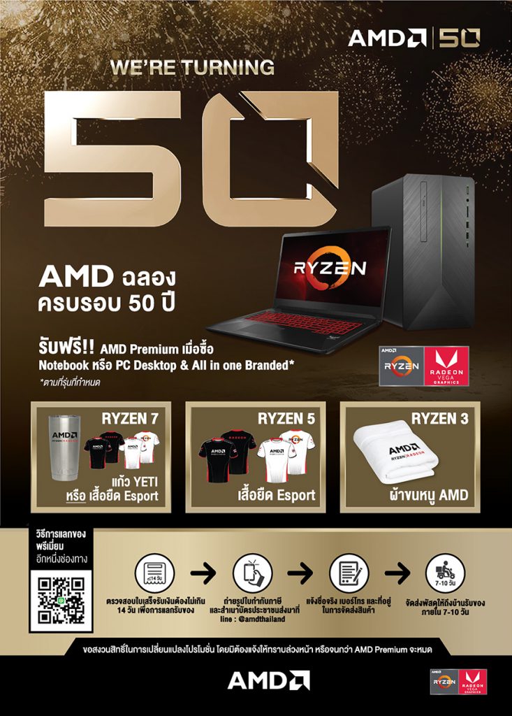 AMD ฉลองครบรอบ 50 ปี รับฟรี AMD Premium