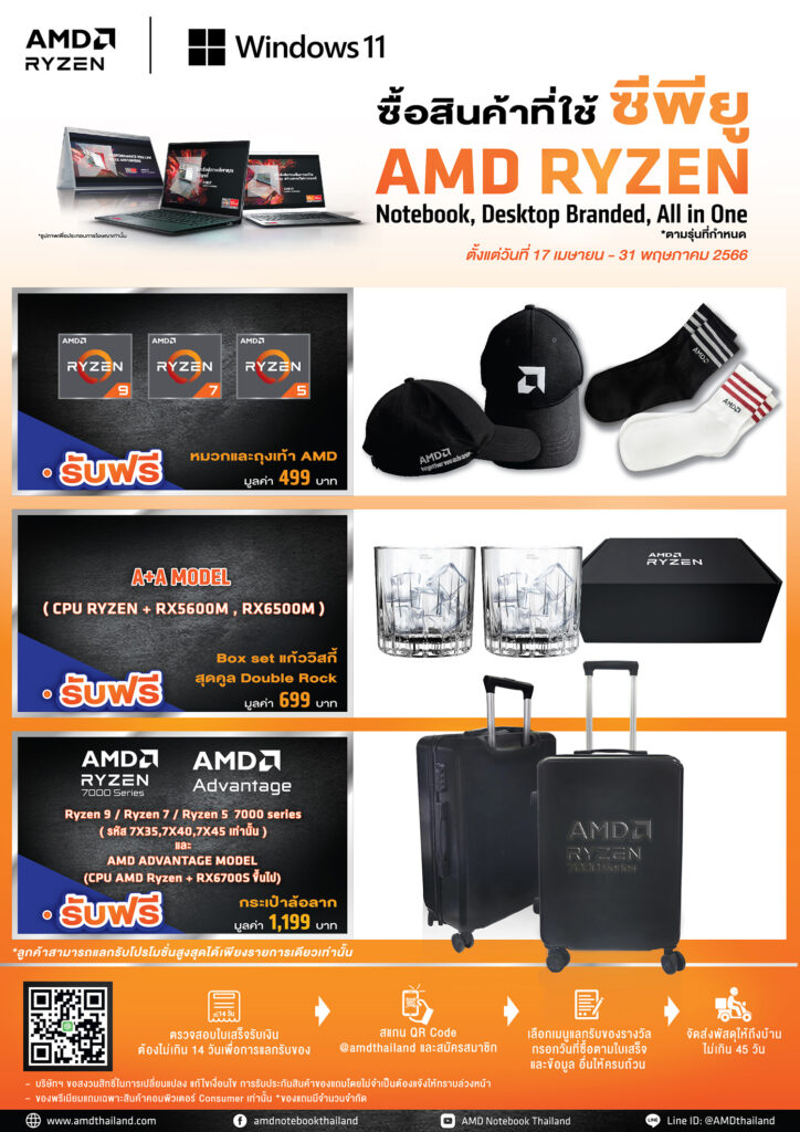 โปรโมชั่นดี..ก็ต้อง AMD เพียงซื้อสินค้าที่ใช้ซีพียู AMD RYZEN รุ่นที่กำหนด รับของสมนาคุณ ฟรี